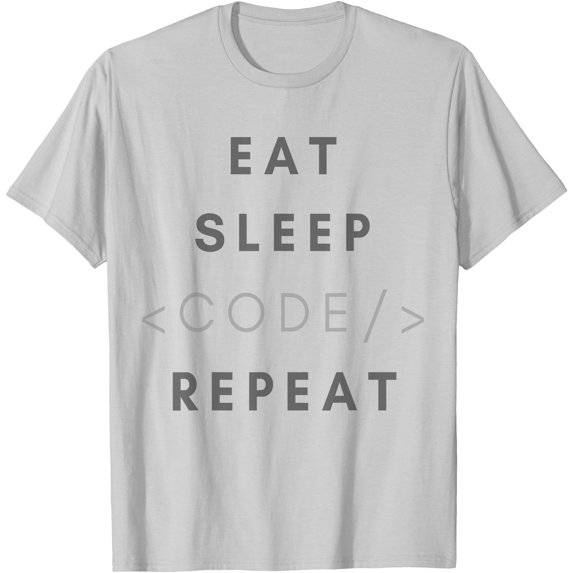 Eat Sleep Code Repeat Funny Programming Coding Softstyle Unisex T-Shirt,Ice Grey Color,Size M