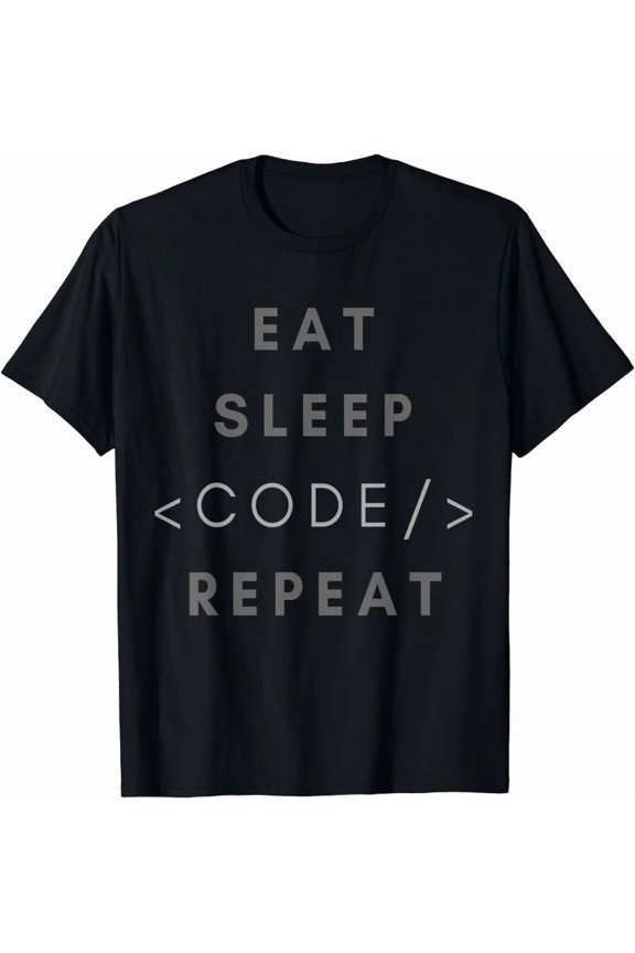 Eat Sleep Code Repeat Programmer Software Developer Engineering Unisex T-Shirt, S-5XL