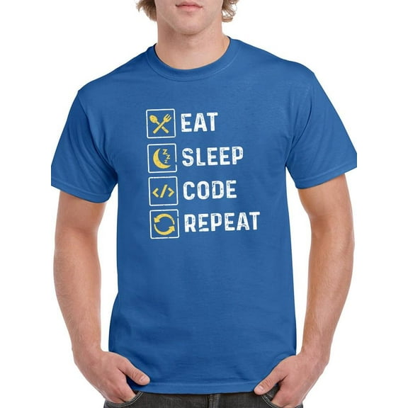 Eat Sleep Code Repeat T-Shirt Men -Smartprints Designs, Male Large
