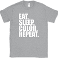 thumbnail image 1 of Eat Sleep Color Repeat Coloring T-Shirt Funny Book Hobby Humor Gift Text Tee - Heather Grey, XL, 1 of 1