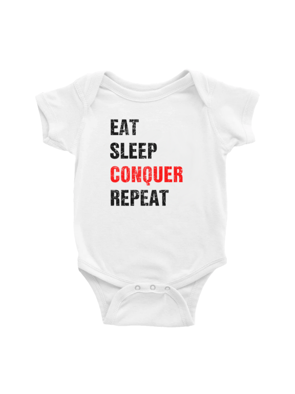 Eat Sleep Conquer Repeat Cute Baby Clothing Bodysuits Boy Girl Unisex