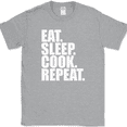 thumbnail image 1 of Eat Sleep Cook Repeat T-Shirt Funny Cooking Hobby Food Humor Gift Text Tee - Heather Grey, M, 1 of 1