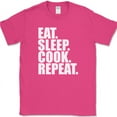 thumbnail image 1 of Eat Sleep Cook Repeat T-Shirt Funny Cooking Hobby Food Humor Gift Text Tee - Pink, XL, 1 of 1