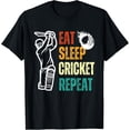 thumbnail image 1 of Eat Sleep Cricket Repeat Cricket Player Youth Men Boys Kids T-Shirt men and women can wear, black, white, gifts, 1 of 4