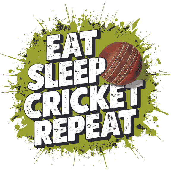 Eat Sleep Cricket Repeat Sports Sport Decor for Living Room Wall Art Sticker Outdoor Adventure Quotes Designs Vinyl Stickers For Home House Walls Rooms Windows Bedroom Decoration Size (26x26 inch)