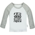 thumbnail image 1 of Eat Sleep Cute Repeat Funny T shirt For Baby, Newborn Babies T-shirts, Infant Tops, 0-24M Kids Graphic Tees Clothing (Long Gray Raglan T-shirt, 0-6 Months), 1 of 4
