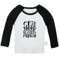 thumbnail image 1 of Eat Sleep Cute Repeat Funny T shirt For Baby, Newborn Babies T-shirts, Infant Tops, 0-24M Kids Graphic Tees Clothing (Long Black Raglan T-shirt, 18-24 Months), 1 of 4
