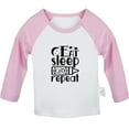 thumbnail image 1 of Eat Sleep Cute Repeat Funny T shirt For Baby, Newborn Babies T-shirts, Infant Tops, 0-24M Kids Graphic Tees Clothing (Long Pink Raglan T-shirt, 0-6 Months), 1 of 4