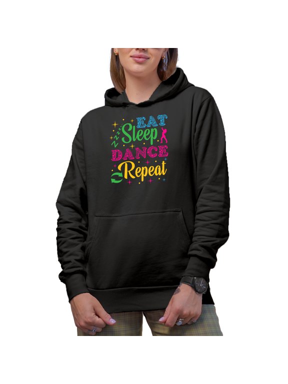 Eat Sleep Dance Repeat Dot Merch Gift Ideas for Dancers Black Hooded Sweatshirt or Hoodie, 3XL