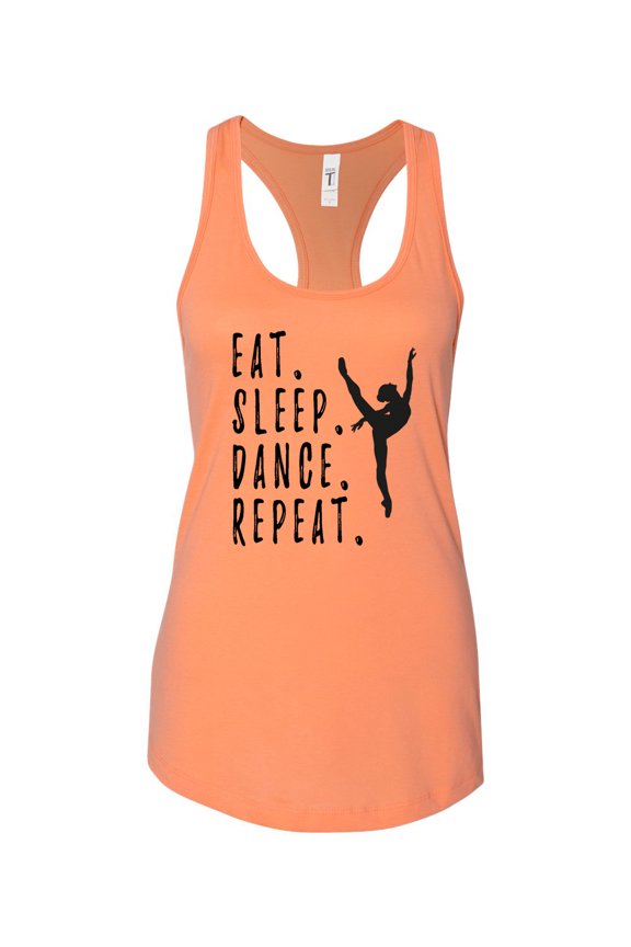 Eat Sleep Dance Repeat Ladies Racerback Tank Top-Light Orange-large