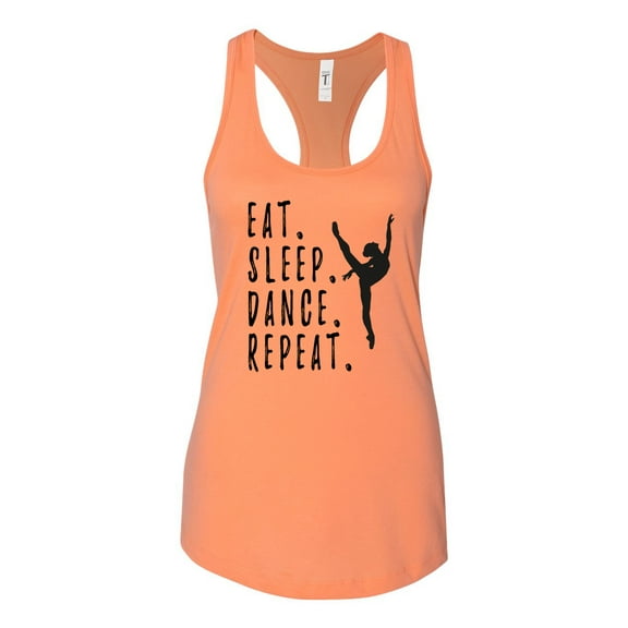 Eat Sleep Dance Repeat Ladies Racerback Tank Top-Light Orange-small