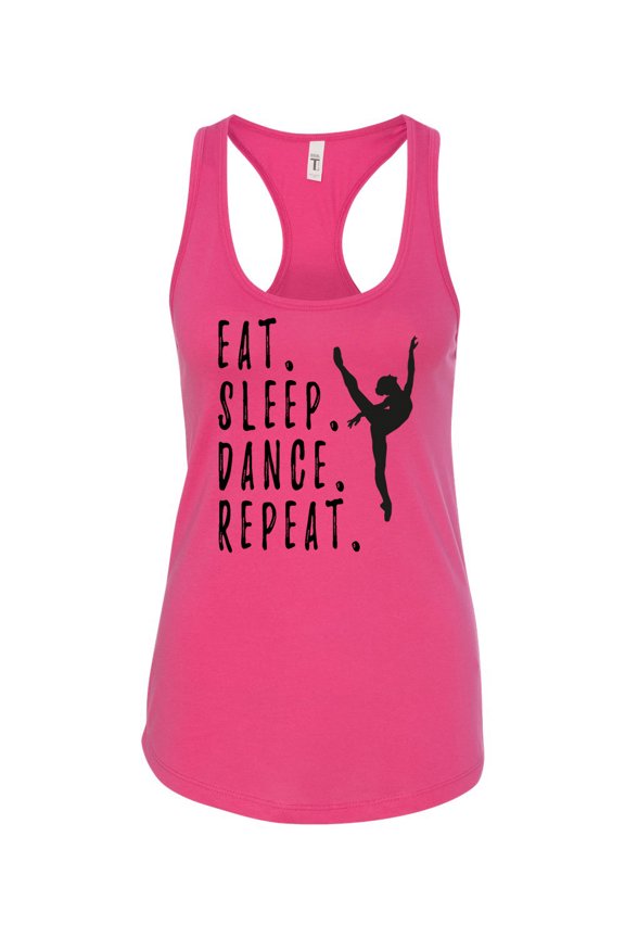 Eat Sleep Dance Repeat Ladies Racerback Tank Top-Raspberry-xxl