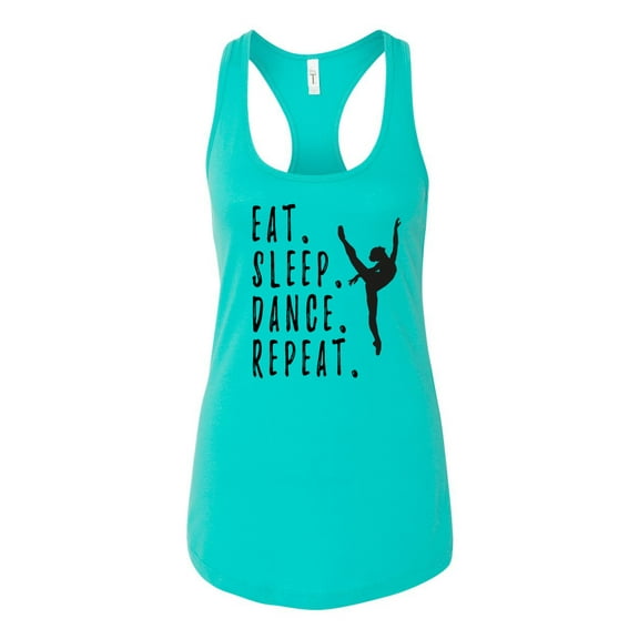 Eat Sleep Dance Repeat Ladies Racerback Tank Top-Tahiti Blue-large