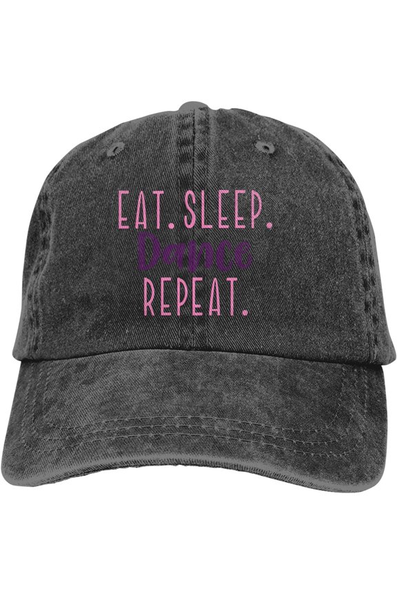 Eat Sleep Dance Repeat Slogan Cowboy Hats Unisex Adjustable Vintage Baseball Caps Black