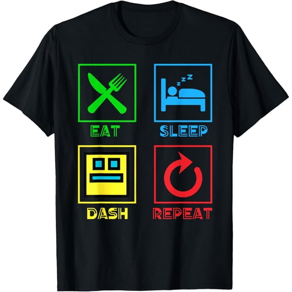 Eat Sleep Dash Repeat Video Game Geometry Video Gamer Mens T-Shirt