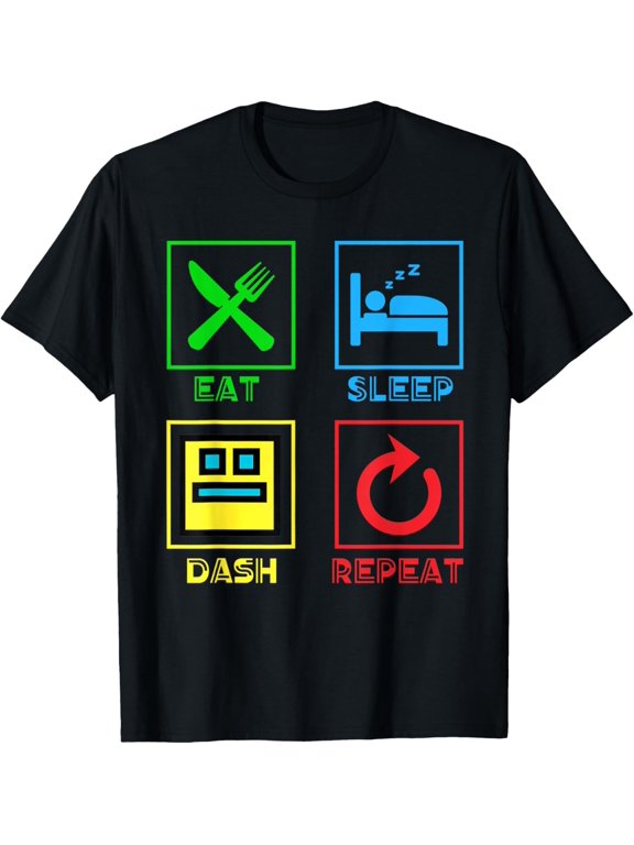Eat Sleep Dash Repeat Video Game Geometry Video Gamer Mens T-Shirt