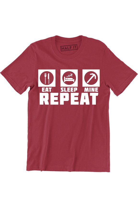 Eat Sleep Dig Repeat Miner Mini Art Men's Game Geek Tee Shirt
