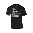 thumbnail image 1 of Eat Sleep Disc Golf Repeat Funny Mens Short Sleeve T-shirt Graphic Tee-Black-large, 1 of 4
