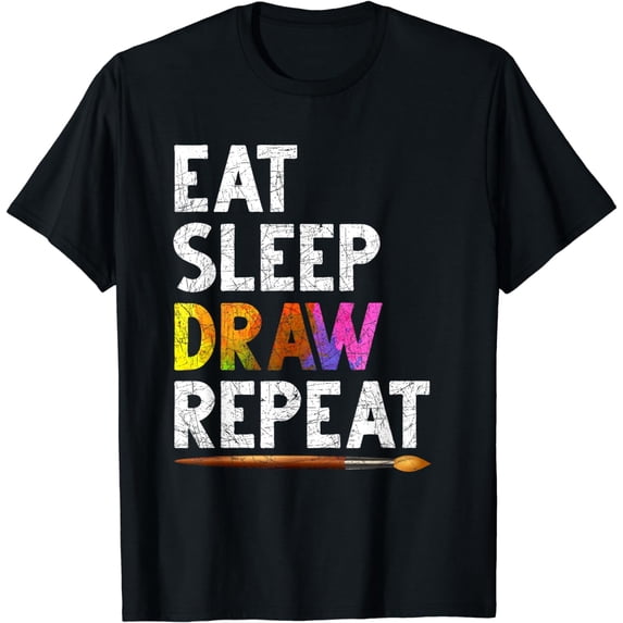 Eat Sleep Draw Repeat Funny Sketching Gift Drawing Artist T-Shirt