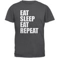 thumbnail image 1 of Eat Sleep Eat Repeat Funny Mens T Shirt Dark Heather LG, 1 of 1