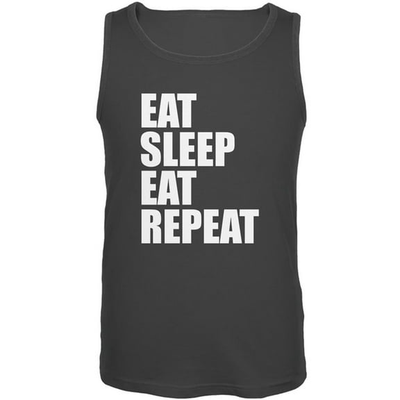 Eat Sleep Eat Repeat Funny Mens Tank Top Charcoal LG