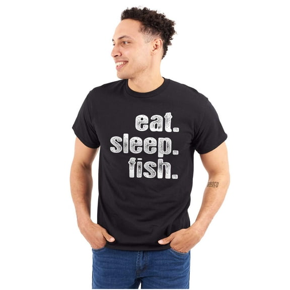 Eat Sleep Fish Fishermen's Life Funny Men's Graphic T Shirt Tees Brisco Brands L