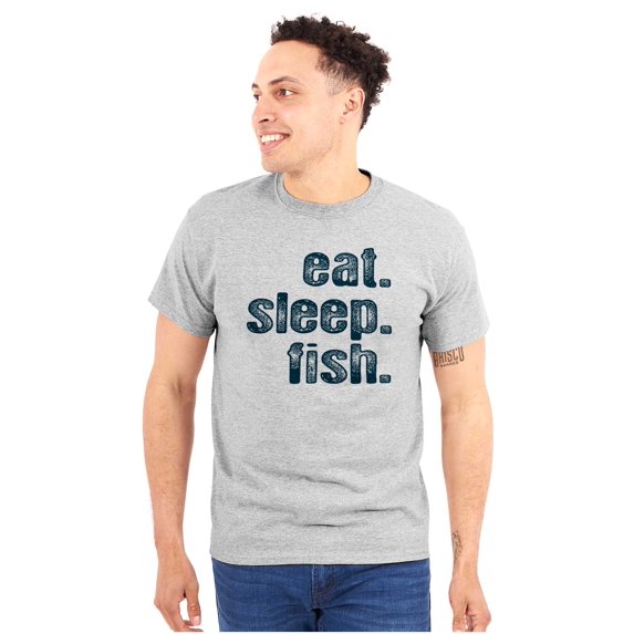 Eat Sleep Fish Fishermen's Life Funny Men's Graphic T Shirt Tees Brisco Brands L