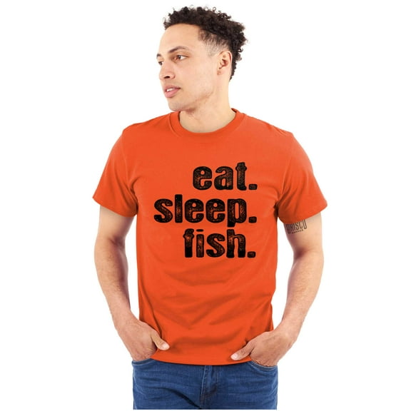 Eat Sleep Fish Fishermen's Life Funny Plus Size Crewneck Graphic Tee Shirt Brisco Brands 5X