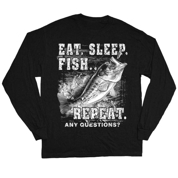 Eat Sleep Fish Funny Fishing Gifts Dad Husband Father Fishing Dad T-shirt Mens Graphic Tees Long Sleeve Tee Shirt