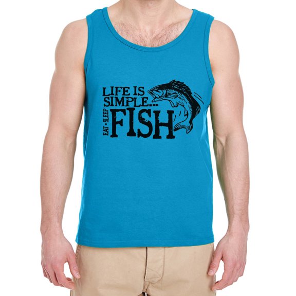 Eat Sleep Fish Funny Fishing Gifts Dad Tank Tops Mens Graphic Tees Sleeveless Shirts