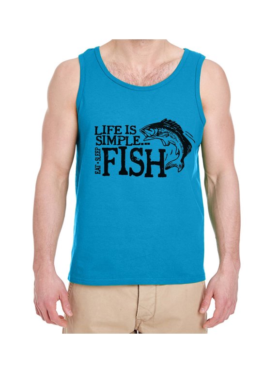 Eat Sleep Fish Funny Fishing Gifts Dad Tank Tops Mens Graphic Tees Sleeveless Shirts