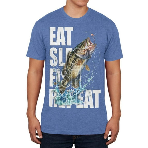 eat sleep fish repeat action bass mens soft t shirt