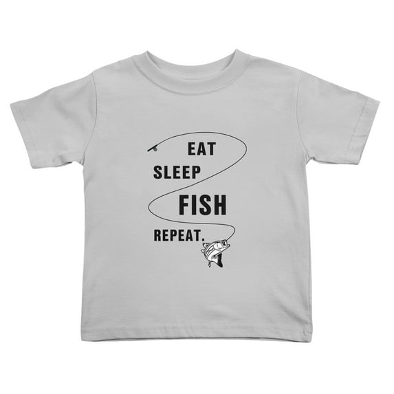 Eat Sleep Fish Repeat Fishing Cute Toddler Tshirts for Boys Girls (Gray, 2T)