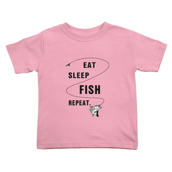 Eat Sleep Fish Repeat Fishing Cute Toddler Tshirts for Boys Girls (Pink, Youth XL)