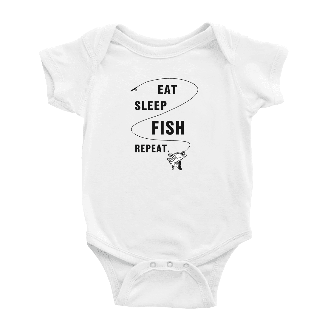 Eat Sleep Fish Repeat Fishing Funny Baby Bodysuit Boy Girl Unisex