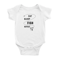 thumbnail image 1 of Eat Sleep Fish Repeat Fishing Funny Baby Bodysuit Boy Girl Unisex, 1 of 5
