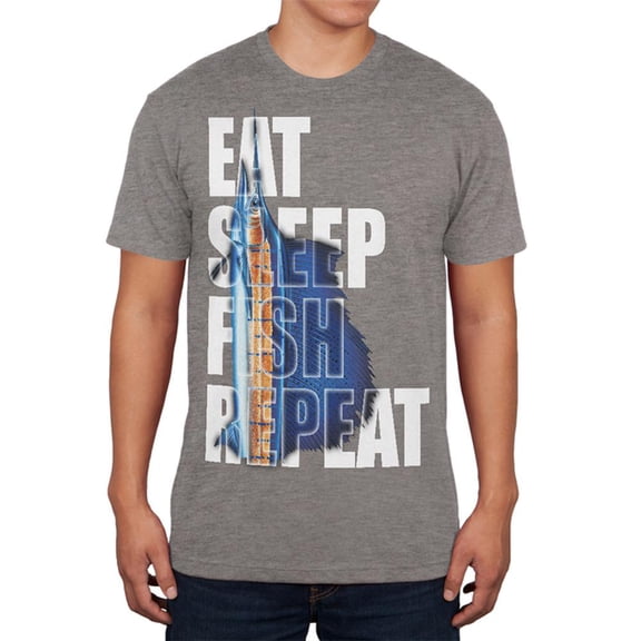 Eat Sleep Fish Repeat Marlin Mens Soft T Shirt Premium Heather LG