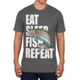 thumbnail image 1 of Eat Sleep Fish Repeat Rainbow Trout Mens Soft T Shirt Charcoal Heather SM, 1 of 1