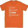 thumbnail image 1 of Eat Sleep Fish Repeat T-Shirt Funny Pole Rod Fishing Humor Gift Hobby Tee - Orange, 4XL, 1 of 1
