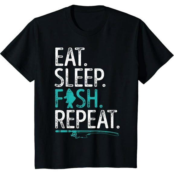 Eat Sleep Fish Repeat T shirt Men Women Kids Fishing Boys