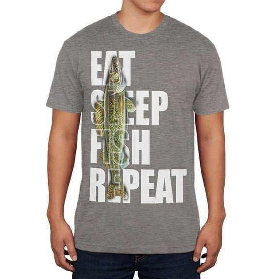 Eat Sleep Fish Repeat Walleye Mens Soft T Shirt Premium Heather MD