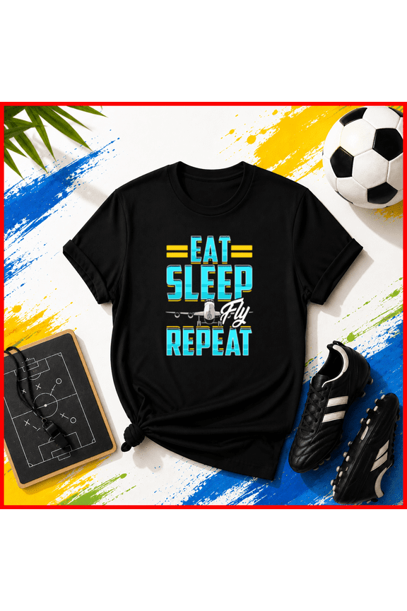 Eat Sleep Fly Repeat Airplane Unisex T-Shirt, S-5XL