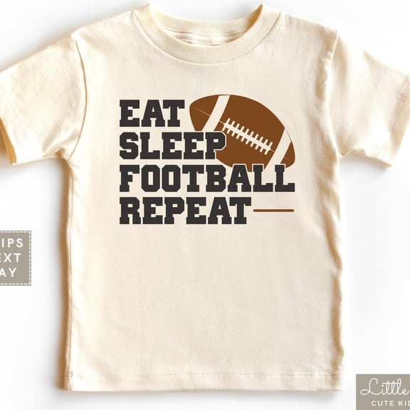 Eat Sleep Football Repeat Kids Shirt, Minimalist Football Toddler Tee, Sports Team Baby Tee, Kids Football Tailgating T-Shirt TODDLER SHORT SLEEVE TEE BELLA CANVAS 3001T