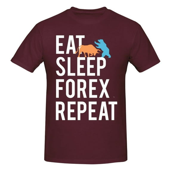 Eat Sleep Forex Repeat Men'S Basic Short Sleeve T-Shirt Burgundy 4x-Large