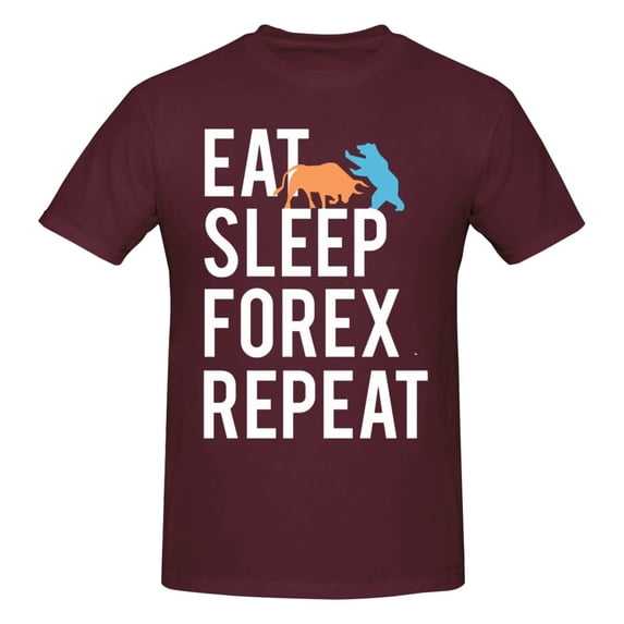 Eat Sleep Forex Repeat Men'S Basic Short Sleeve T-Shirt Burgundy X-Large