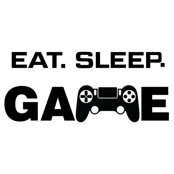 Eat Sleep Game Black and White Art for Living Room Vinyl Wall Decal - Famous Funny Quote for Gamers with PS Controller Artwork for Bedroom Wall Decoration - 36" x 22"