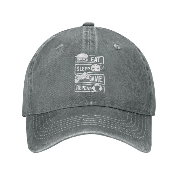 Eat Sleep Game Repeat Adult Adjustable Classic Washed Casquette Cap Hat Baseball Cap For Man For Woman