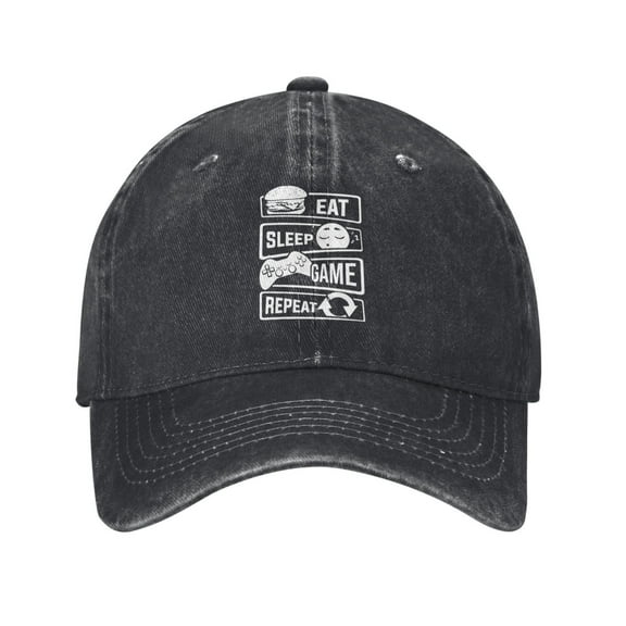 Eat Sleep Game Repeat Adult Adjustable Classic Washed Casquette Cap Hat Baseball Cap For Man For Woman