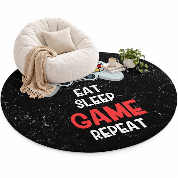 Eat Sleep Game Repeat Area Rug 5', Cartoon Game Consoles Retro Soft Mat ...