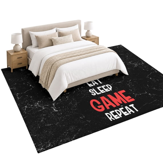 Eat Sleep Game Repeat Area Rug 6'x9', Cartoon Game Consoles Retro Soft ...